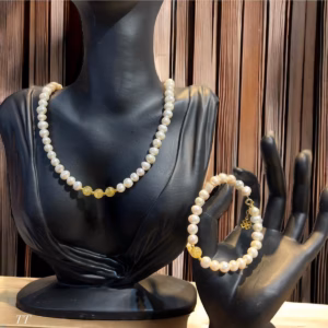 Bộ Trang Sức Ngọc Trai Nuôi Thiên Nhiên Phối Đá Phong Thủy - Thắng Giang