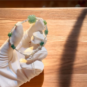 Vòng Tay Cỏ Bốn Lá Ngọc Lam Ngọc Cẩm Thạch Thiên Nhiên - Thắng Giang