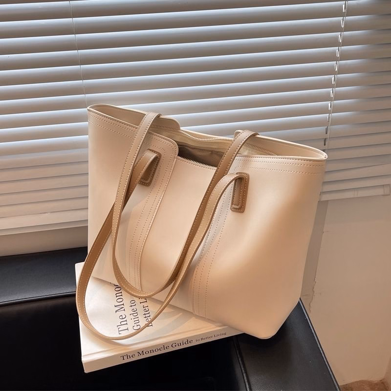 Túi Tote Da, Đeo Vai Da Mềm May Viền Sang Trọng Đẹp Mắt Wh456 - Winnie House - Ảnh 5