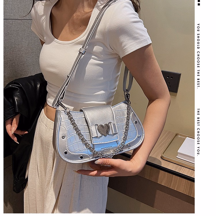 Túi Kẹp Nách, Đeo Vai Phối Xích Khóa Tim Thời Trang Siêu Hiện Đại Pp460 - Pipi Store - Ảnh 4