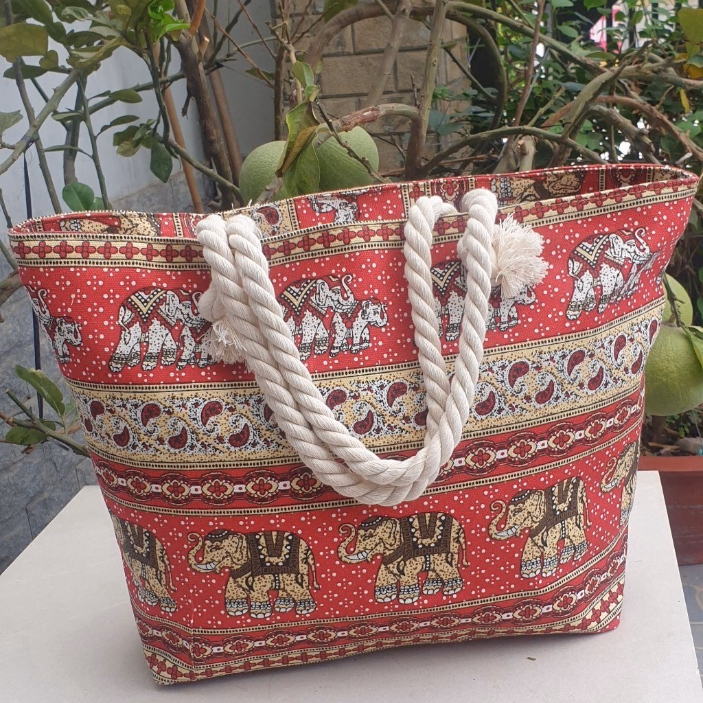 Túi Xách Đeo Vai Vải Bố Cỡ Lớn Họa Tiết Thổ Cẩm - Shop Mẹ Bống - Ảnh 2