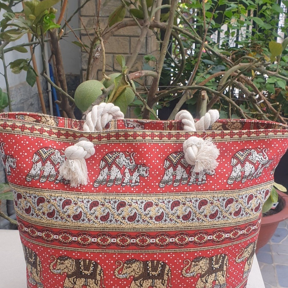 Túi Xách Đeo Vai Vải Bố Cỡ Lớn Họa Tiết Thổ Cẩm - Shop Mẹ Bống - Ảnh 9