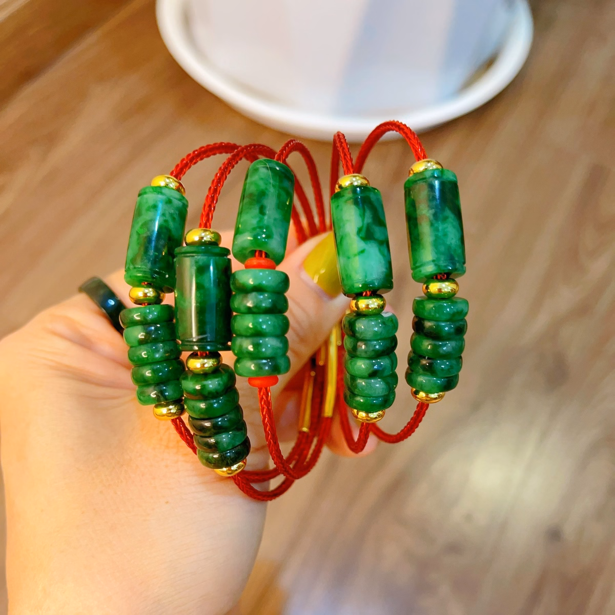 Vòng Tay Lu Thống Ngũ Điếu Ngọc Cẩm Thạch Sơn Thủy Thiên Nhiên Vip A - Thắng Giang - Ảnh 2