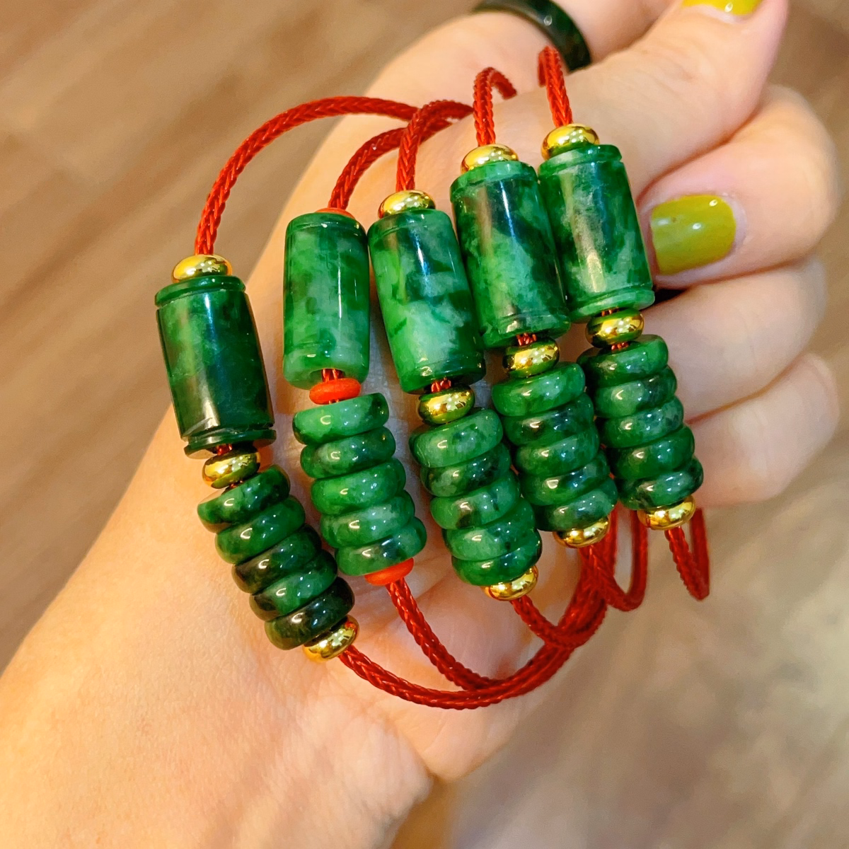 Vòng Tay Lu Thống Ngũ Điếu Ngọc Cẩm Thạch Sơn Thủy Thiên Nhiên Vip A - Thắng Giang - Ảnh 3