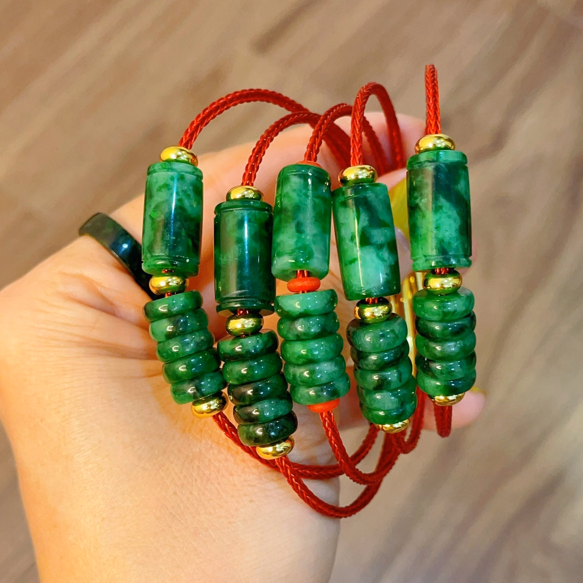 Vòng Tay Lu Thống Ngũ Điếu Ngọc Cẩm Thạch Sơn Thủy Thiên Nhiên Vip A - Thắng Giang - Ảnh 4