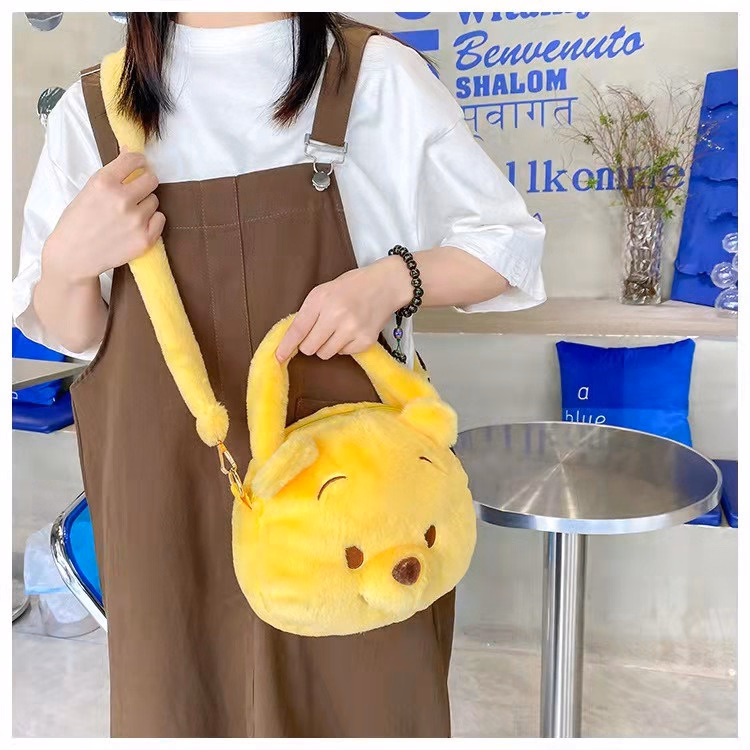 Túi Gấu Disney Đeo Chéo Bản Dây Nhung Size Lớn Có Quai Xách Nhồi Bông Dễ Thương - Dmastore - Ảnh 2