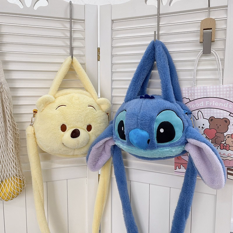 Túi Gấu Disney Đeo Chéo Bản Dây Nhung Size Lớn Có Quai Xách Nhồi Bông Dễ Thương - Dmastore