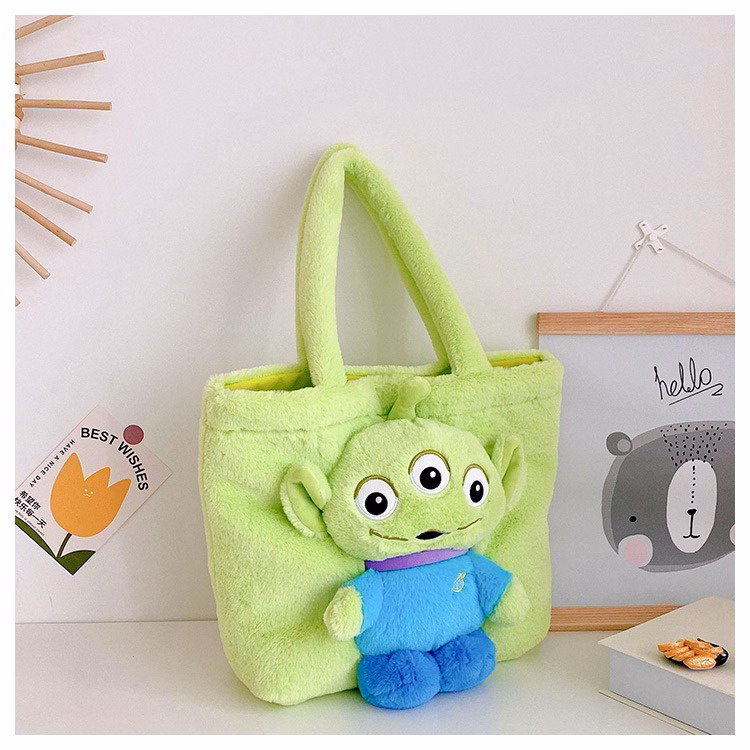 Túi Tote Học Sinh Đính Gấu Cỡ Lớn Vải Nhung Lông Mềm Mịn Phong Cách Hàn Quốc Dễ Thương - Dmastore - Ảnh 4