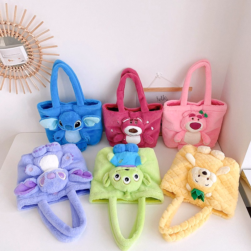 Túi Tote Học Sinh Đính Gấu Cỡ Lớn Vải Nhung Lông Mềm Mịn Phong Cách Hàn Quốc Dễ Thương - Dmastore - Ảnh 7
