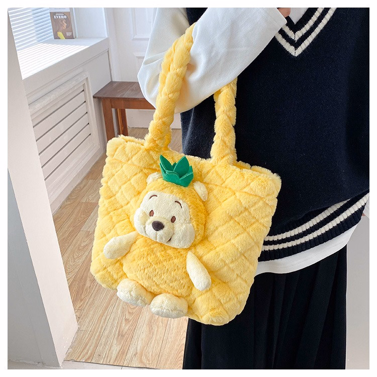 Túi Tote Học Sinh Đính Gấu Cỡ Lớn Vải Nhung Lông Mềm Mịn Phong Cách Hàn Quốc Dễ Thương - Dmastore - Ảnh 8