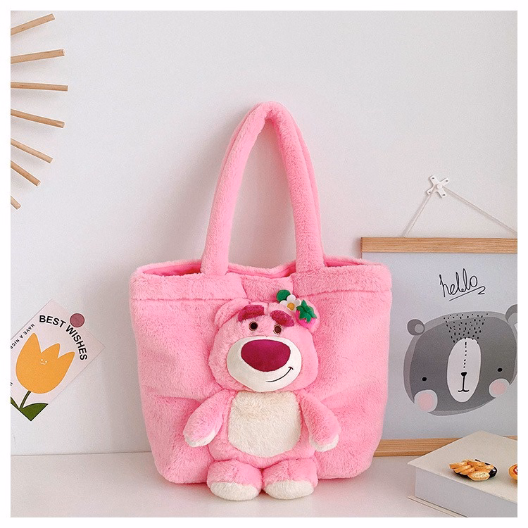 Túi Tote Học Sinh Đính Gấu Cỡ Lớn Vải Nhung Lông Mềm Mịn Phong Cách Hàn Quốc Dễ Thương - Dmastore - Ảnh 17