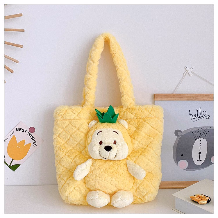 Túi Tote Học Sinh Đính Gấu Cỡ Lớn Vải Nhung Lông Mềm Mịn Phong Cách Hàn Quốc Dễ Thương - Dmastore - Ảnh 16