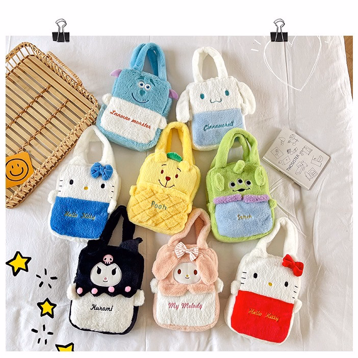 Túi Xách Sanrio Vải Nhung Phối Màu Phong Cách Hoạt Hình Lolita Dễ Thương - Dmastore - Ảnh 2