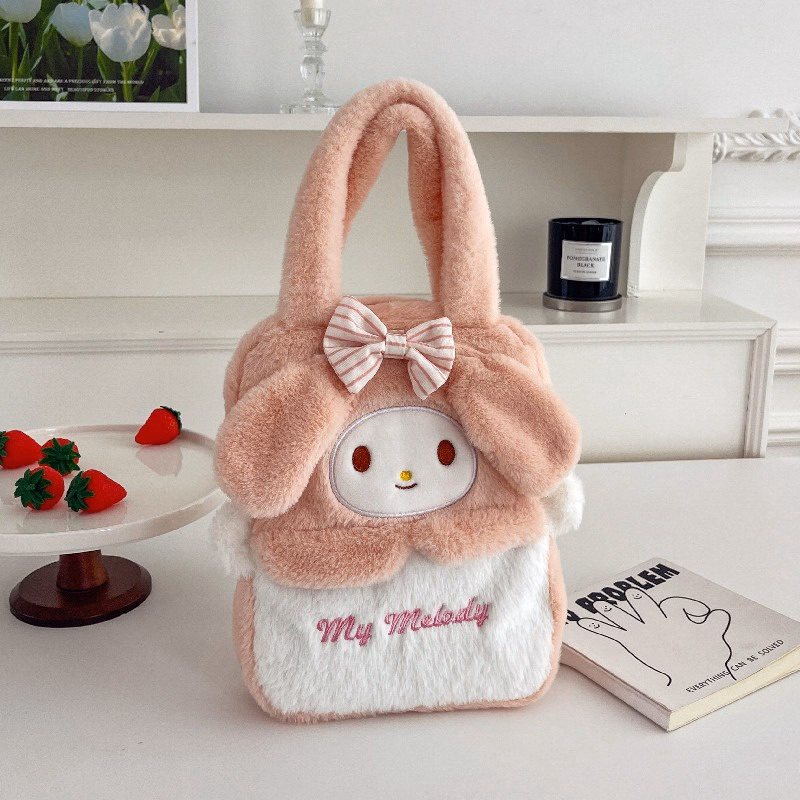 Túi Xách Sanrio Vải Nhung Phối Màu Phong Cách Hoạt Hình Lolita Dễ Thương - Dmastore - Ảnh 4