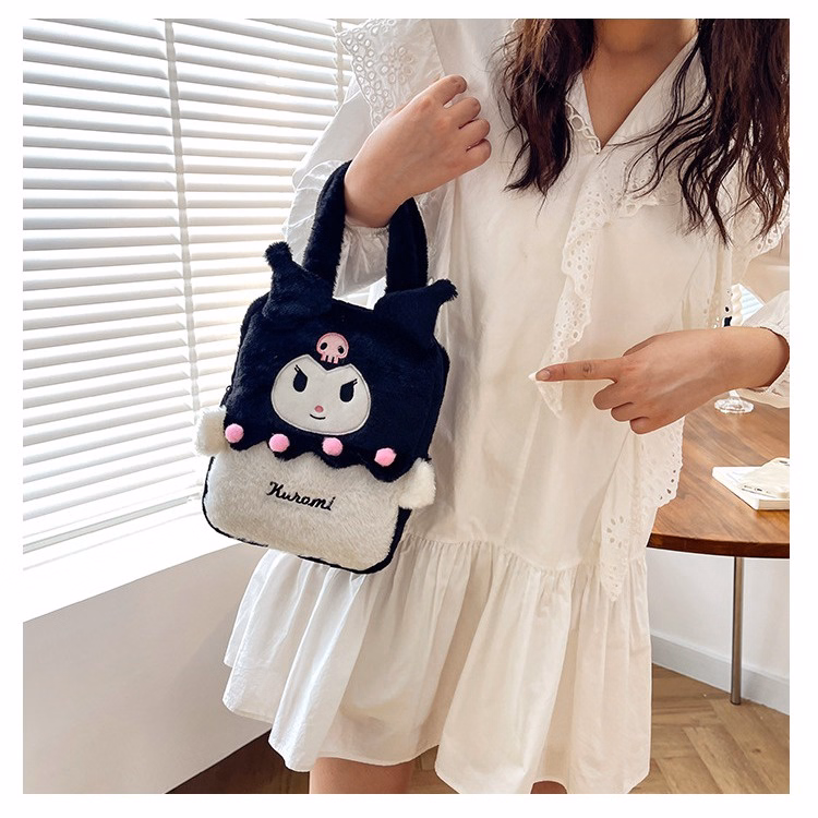 Túi Xách Sanrio Vải Nhung Phối Màu Phong Cách Hoạt Hình Lolita Dễ Thương - Dmastore - Ảnh 9