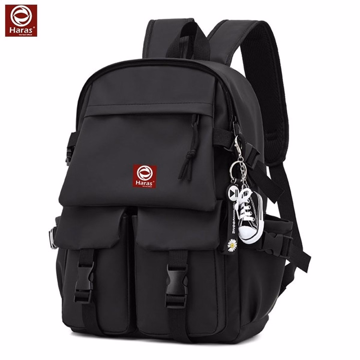 Balo Ulzzang Phong Cách Thời Trang Hàn Quốc Hr284 - Haras (Tặng Kèm Móc Khóa Hình Chiếc Giày)